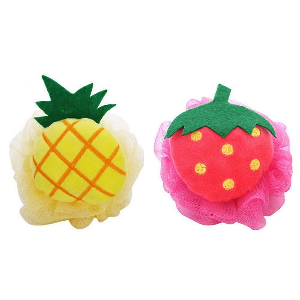 Bath Ball Mesh Pouf for Shower Use 4Pcs Fruit Shaped Assorted Color Sponge
