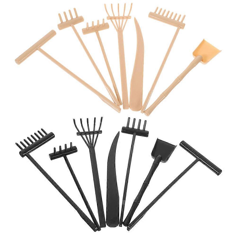 Zen Garden Rake Set with Plastic Tools for DIY Use Assorted Color Compact Design Easy Storage 14pcs