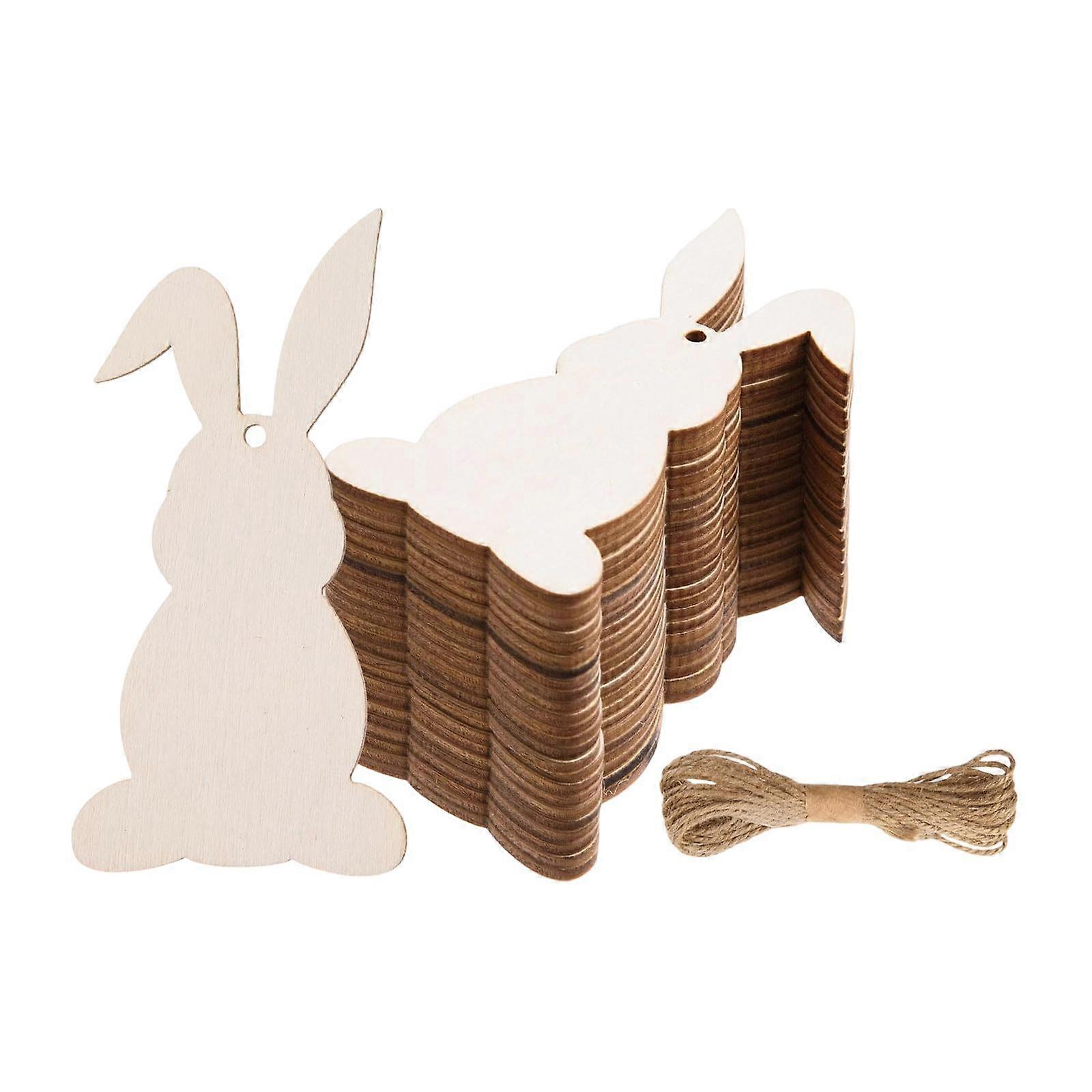 30Pcs Easter Wooden Bunny Cutouts Wood Tags for Classroom Easter Decorations
