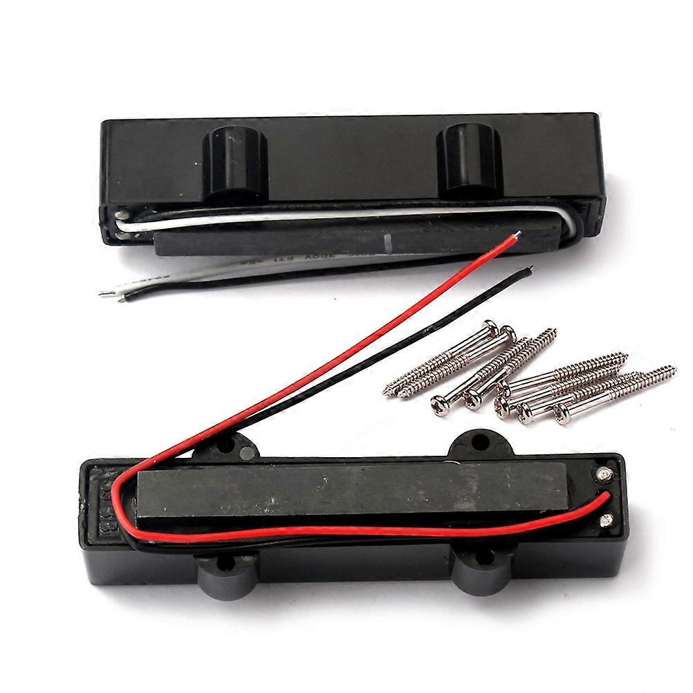 5 String Electric Bass Pickup Set Standard Size Replacement for Jazz Jb Bass Guitar Open Style Bridge Neck Black
