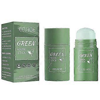 2 Packs Green Tea Mask Stick, Poreless Deep Cleanse Mask Stick, Blackhead Remover, Oil Control, Natural Improves Acne, for Deep Pore Cleansing, Face M