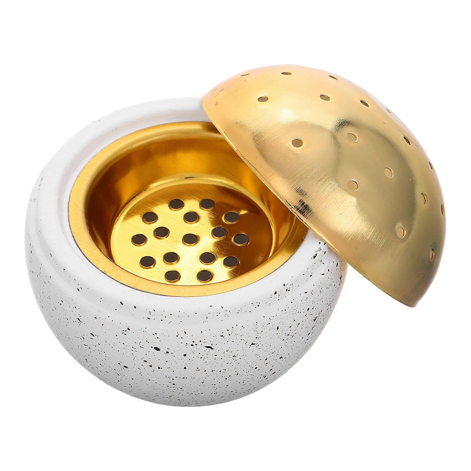Spherical Design Cement Incense Burner For Aromatherapy Home Use White 1Pack