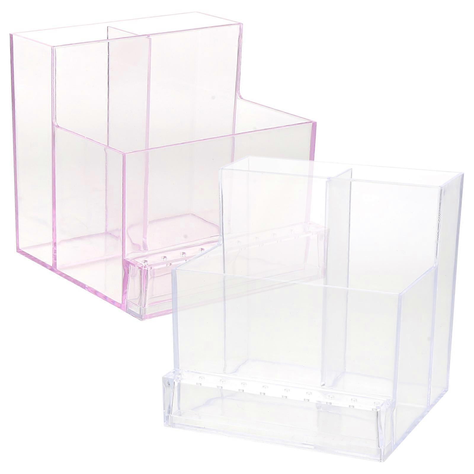Nail Drill Holder Box Acrylic Transparent Storage Case for Manicure Tools 2Pcs