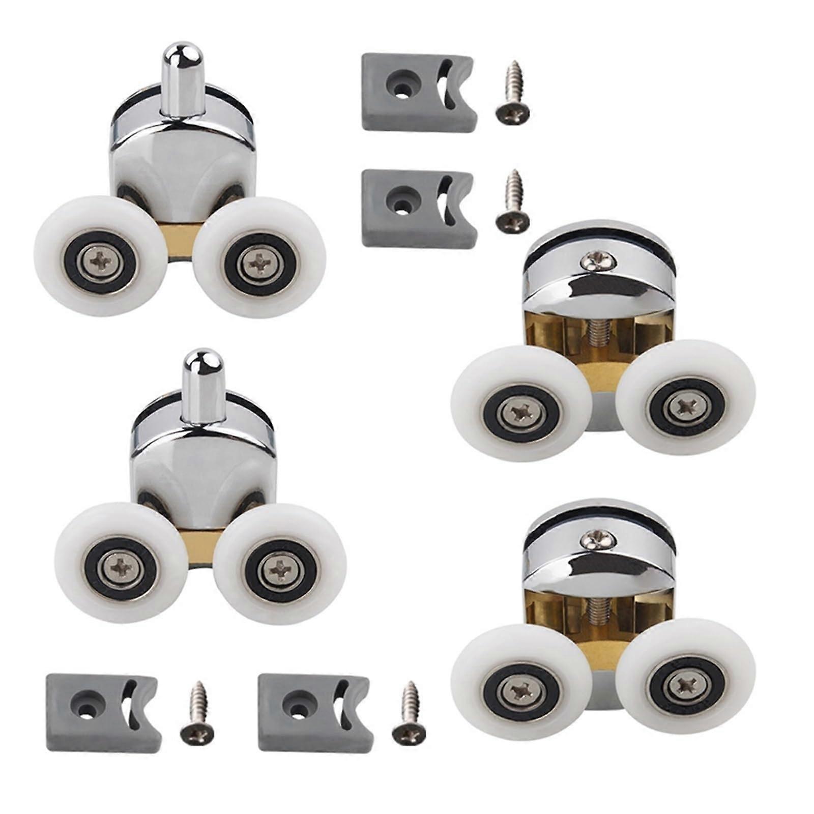 4pcs 23mm Shower Door Rollers for Curved Glass, Smooth Sliding Wheels, Easy DIY Installation