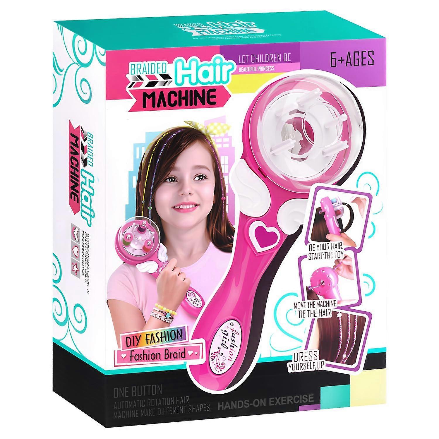 Automatic Hair Braider with 360° Rotation Smart Sensor, Battery Powered DIY Styling Kit for Girls Pink