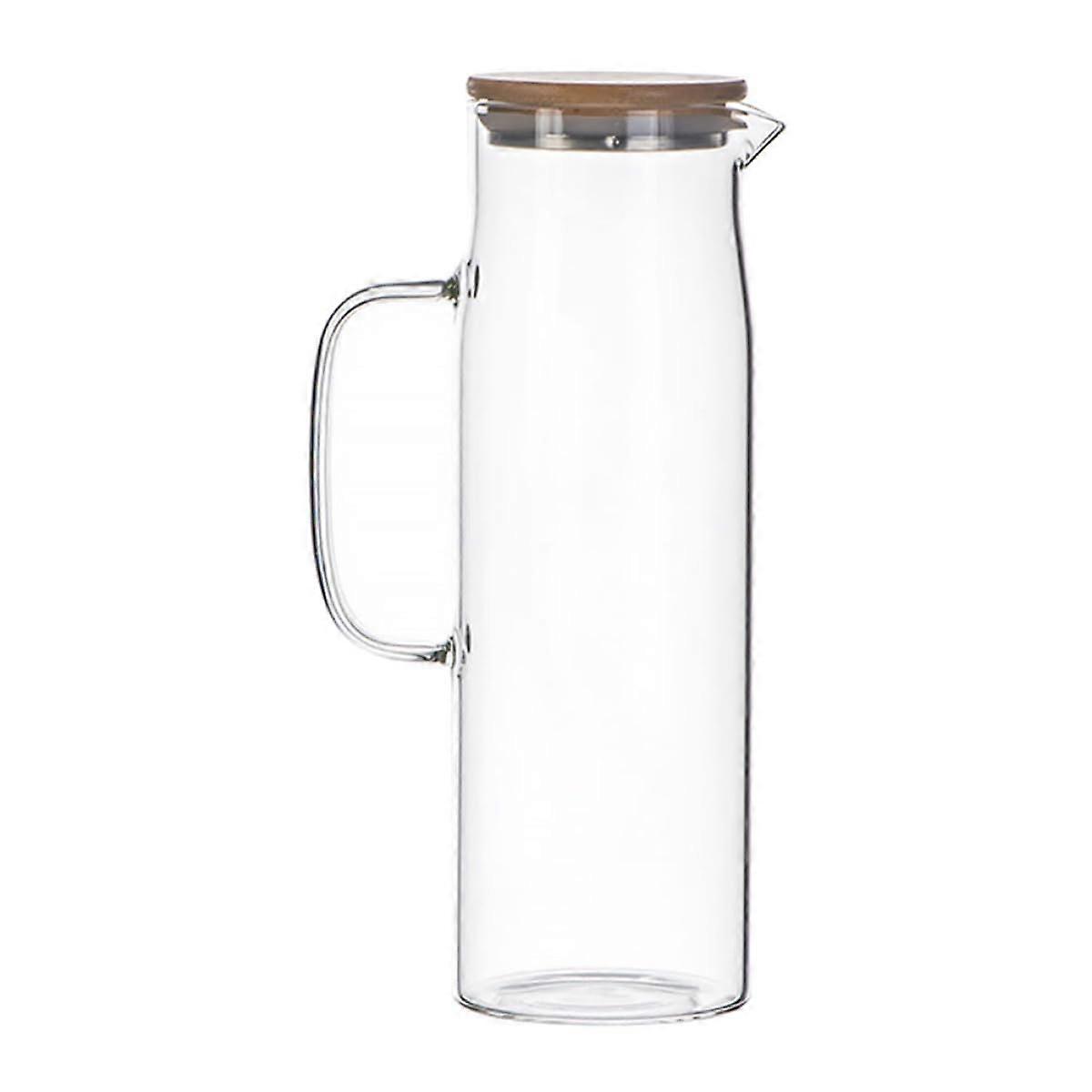 Glass Water Jug Borosilicate HeatResistant with Lid for Hot and Cold Drinks Juice Tea Carafe