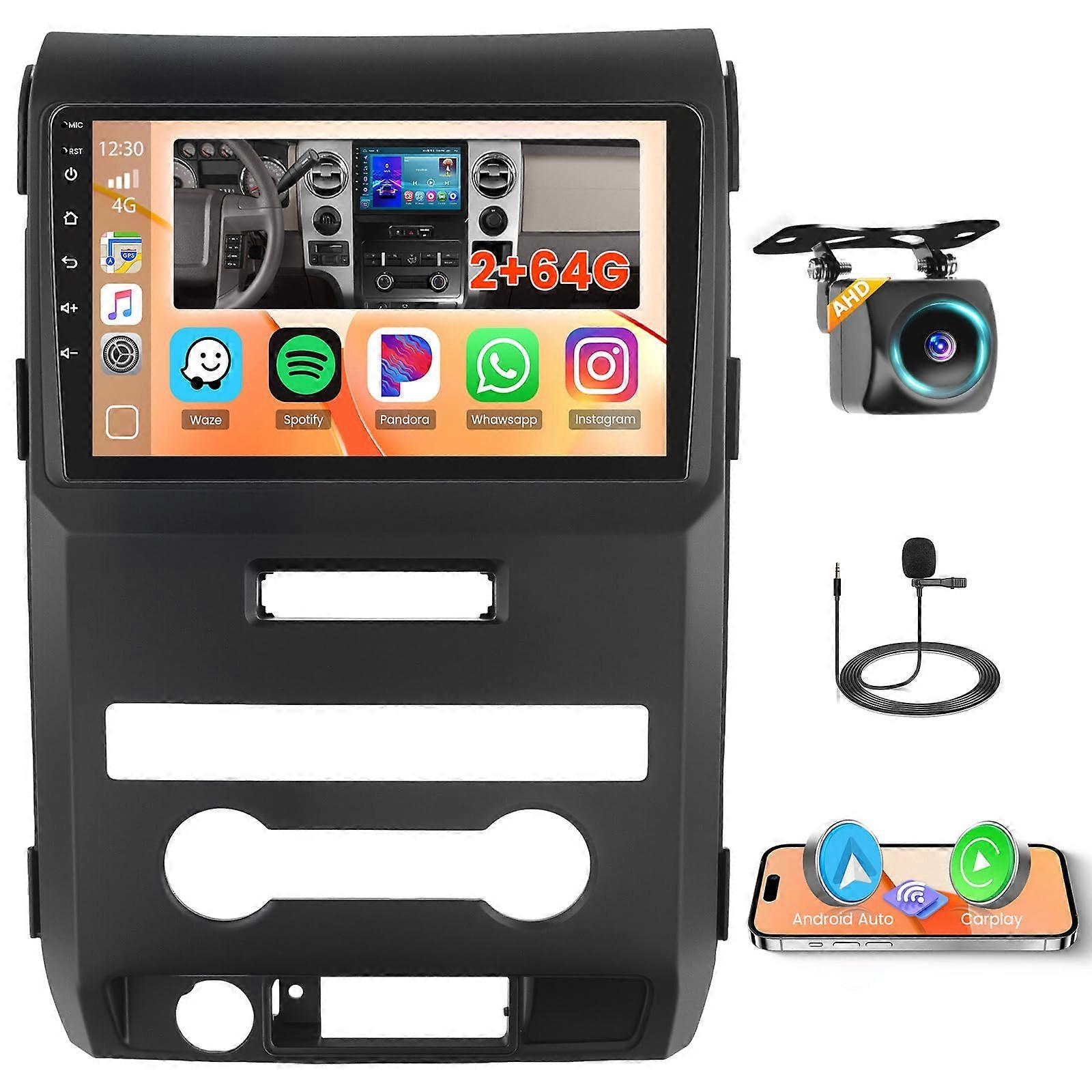 Android Car Stereo 9' Touchscreen Wireless CarPlay Android Auto GPS for Ford F150 20082014