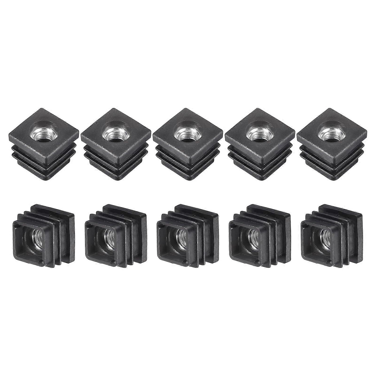 24Pcs M8 Threaded Tube Inserts for 0.98'x0.98' Square Tubing, Adjustable Plastic End Caps for Furniture Legs