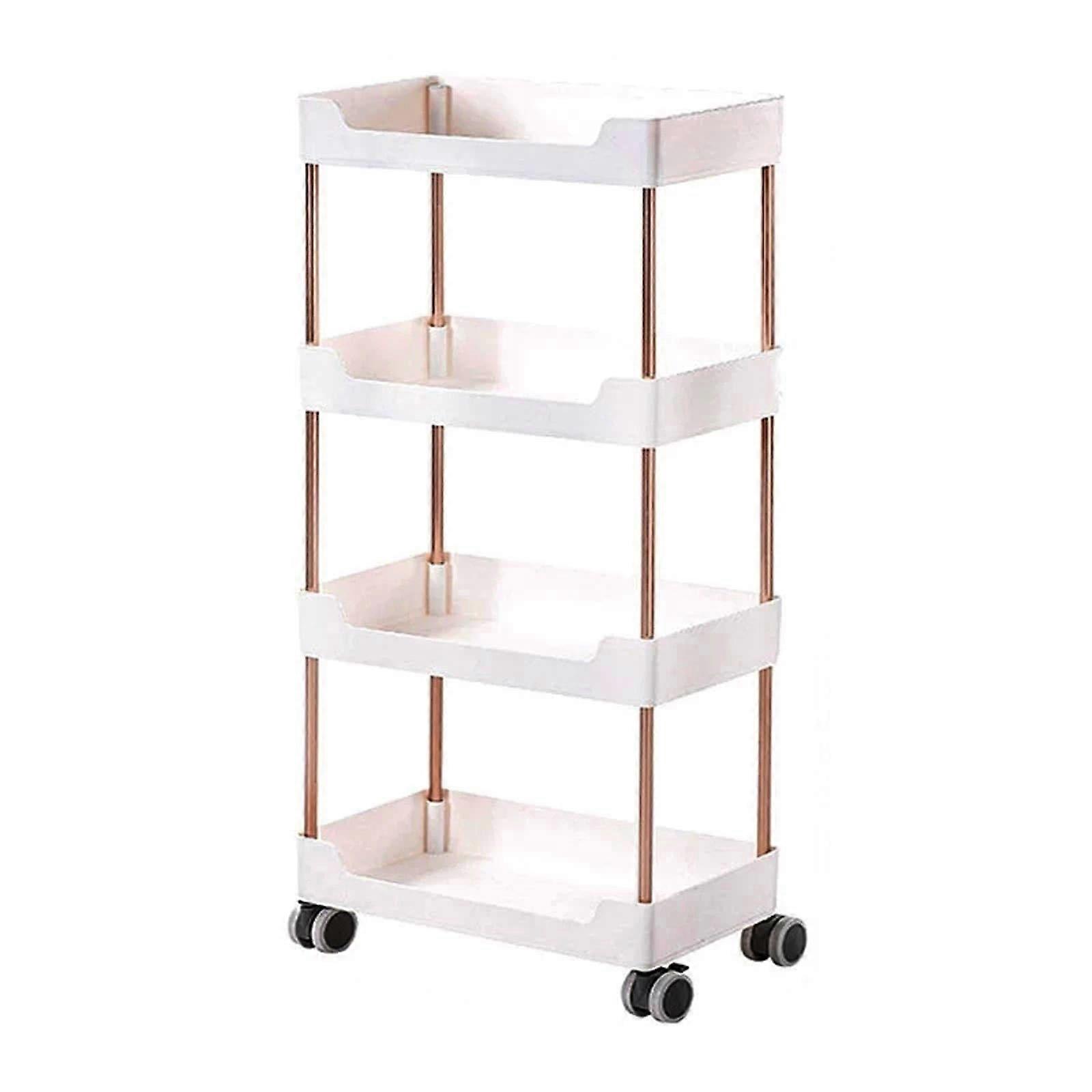 4Tier Slim Kitchen Storage Rack with Rolling Shelves and Detachable Baskets for Narrow Spaces