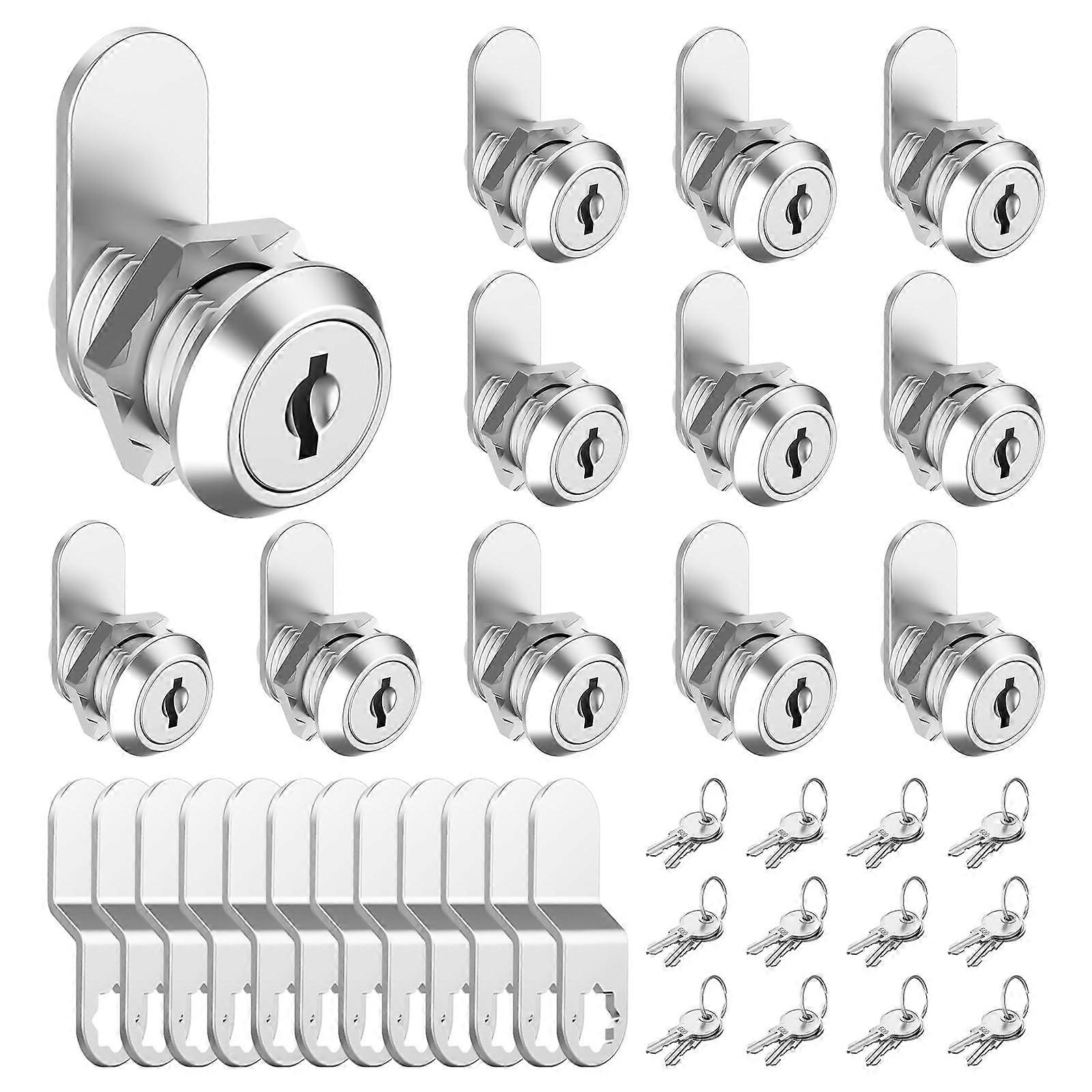 12 Pcs 5/8 Inch Tool Box Locks with Keys, Zinc Alloy Cabinet Lock Replacement for Mailbox Drawer