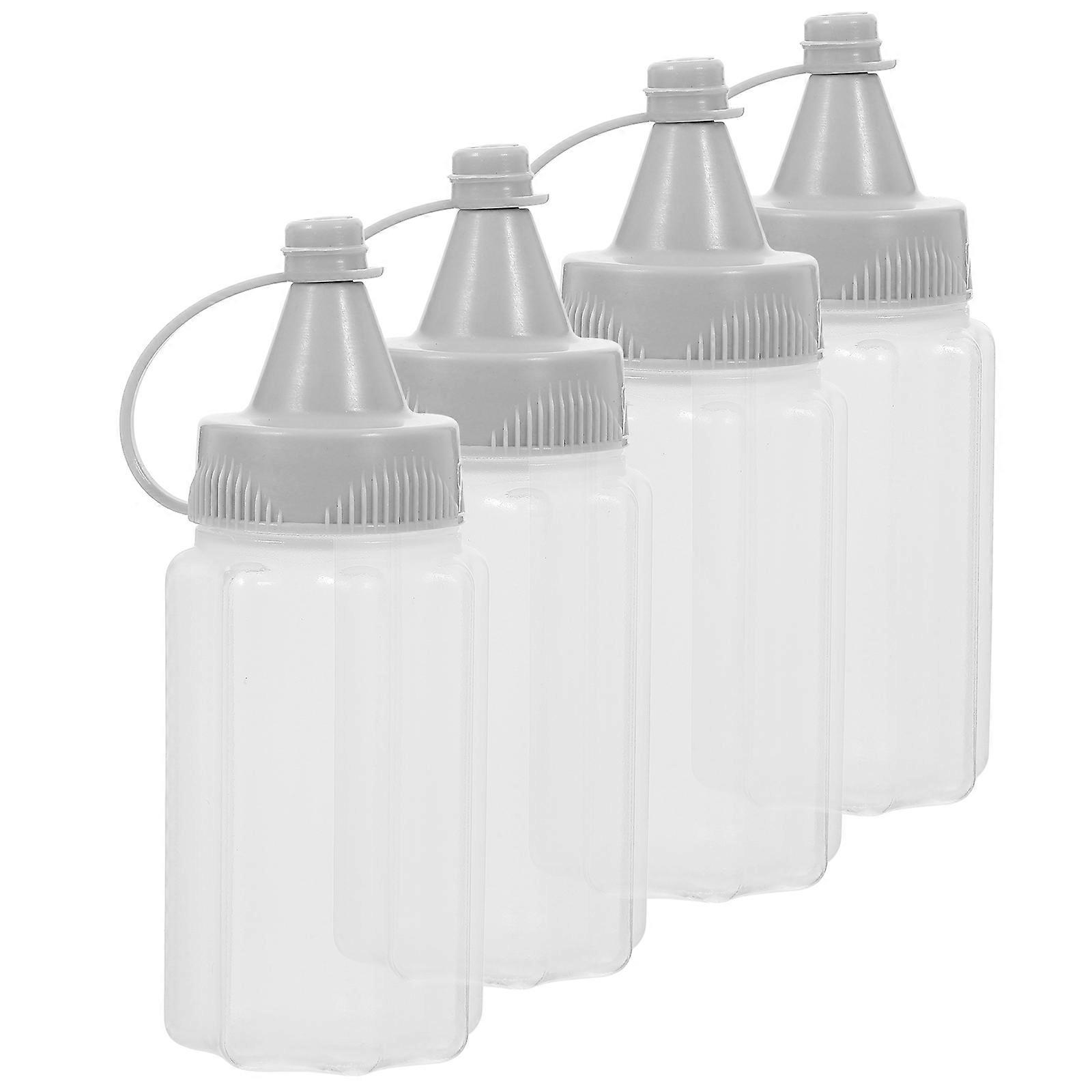 Reusable PP Squeeze Bottles for Sauce Storage Dark Grey 4 Pieces Kitchen Gadgets 10.2oz