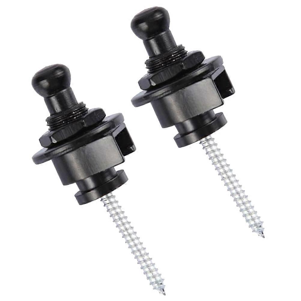 Guitar Strap Button for 2Pcs Black Delicate Texture Strap Lock Nails
