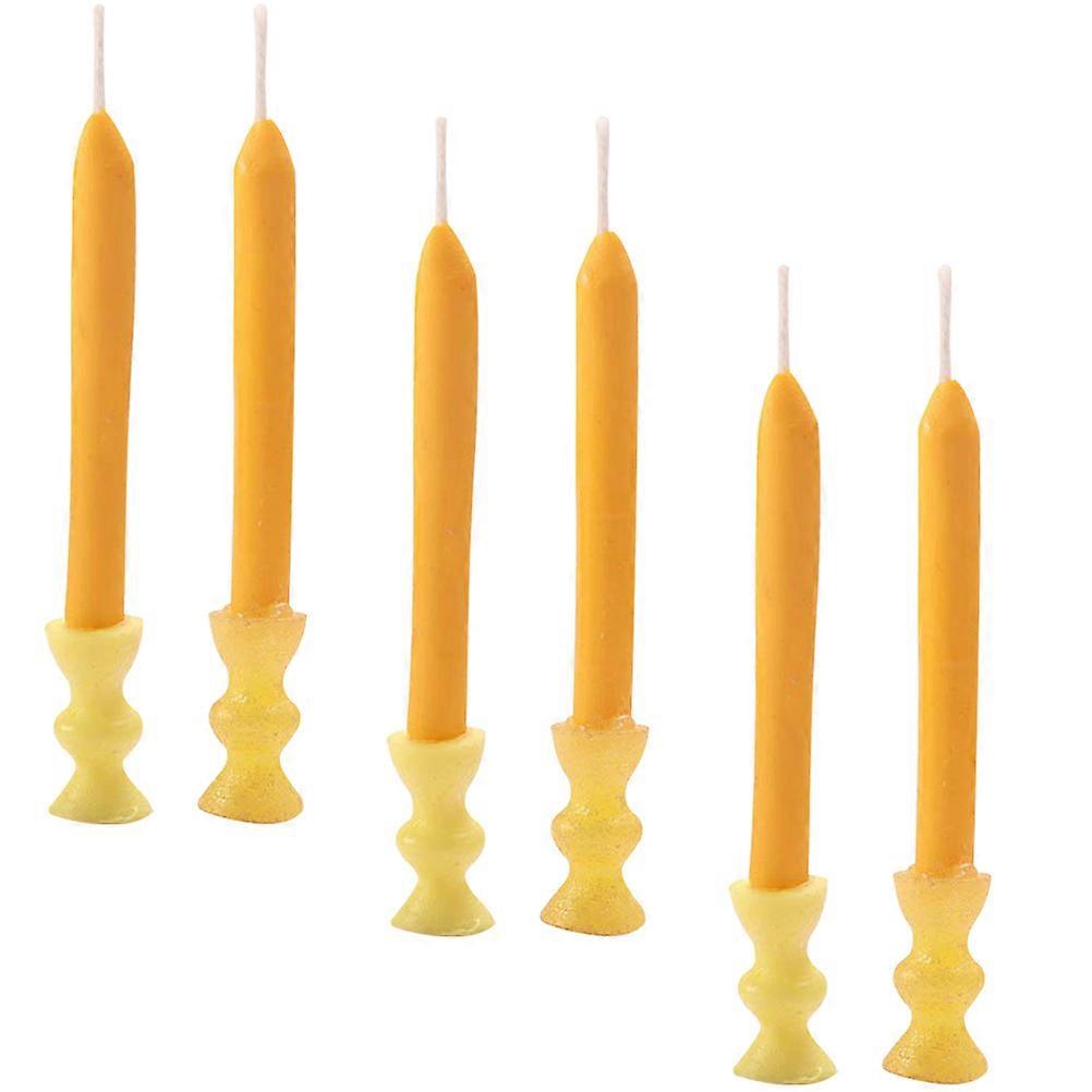 Miniature Candle Holder Candlestick Model for Kids Playing 6Sets Orange