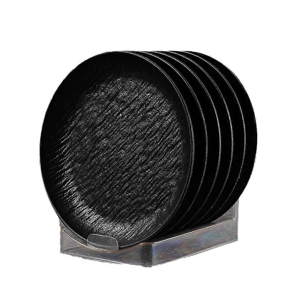 6PCS  Steak Dining Plates Set with Stone Grain Texture, HeatResistant Easy Clean Design