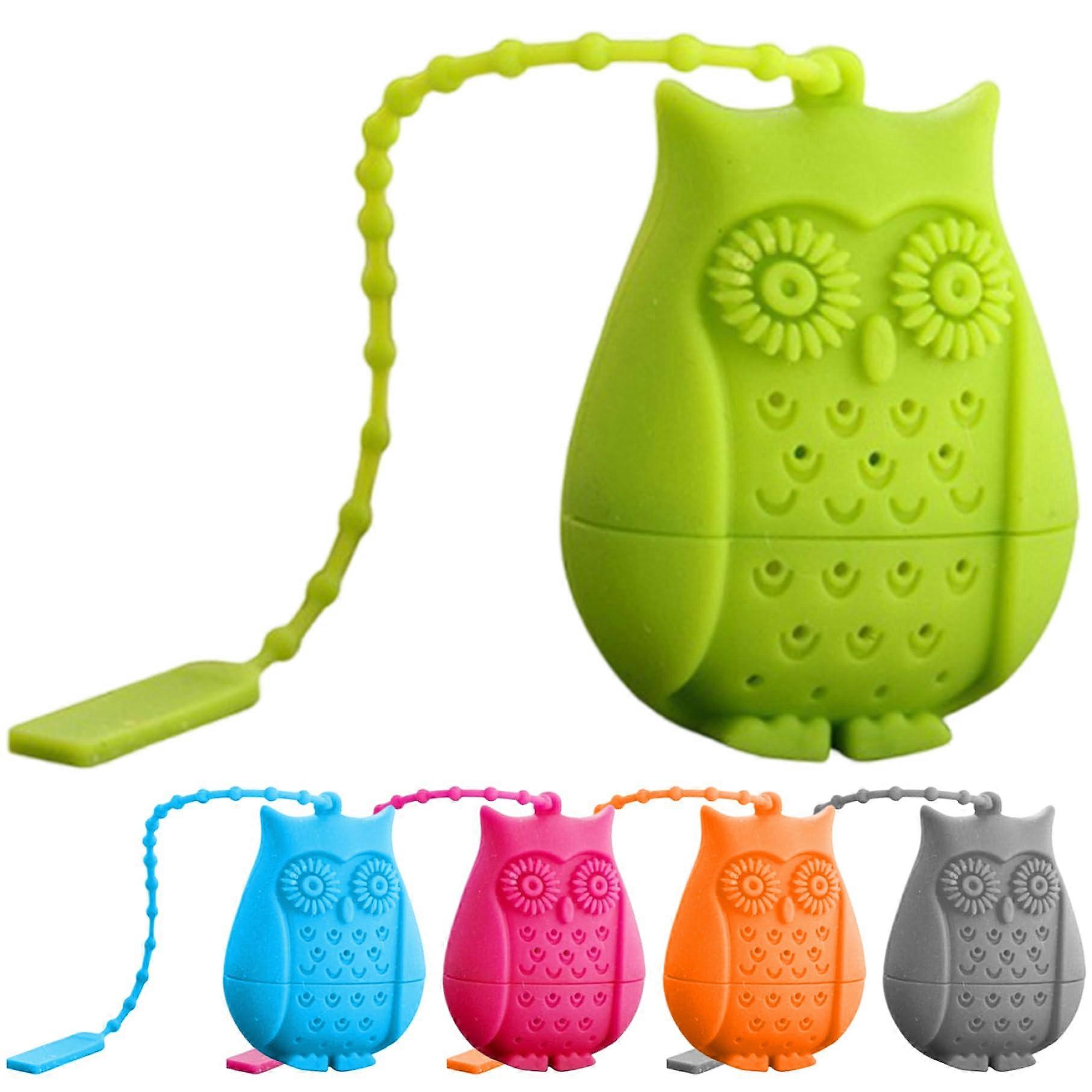Silicone Tea Infuser Set Owl Design Loose Leaf Tea Strainer with Long Rope Fine Mesh Filter 5pcs
