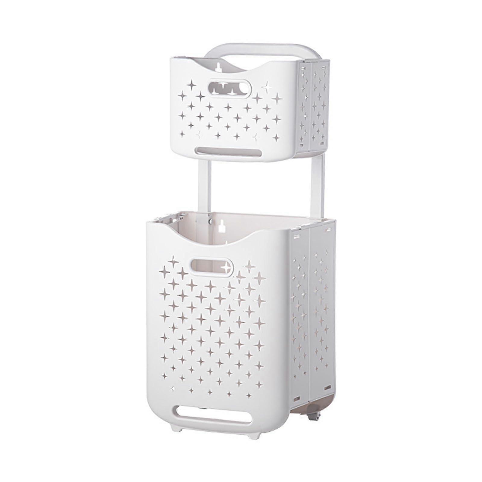 Wall Mounted Laundry Basket Foldable Hamper with Rotating Wheels for Bathroom and Small Spaces