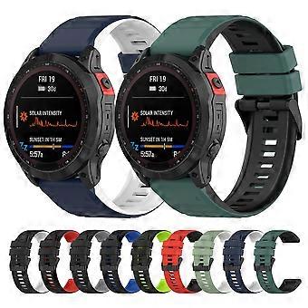 For Garmin Fenix 7 26mm Two-color Silicone Watch Band(Pine Needle Green White)