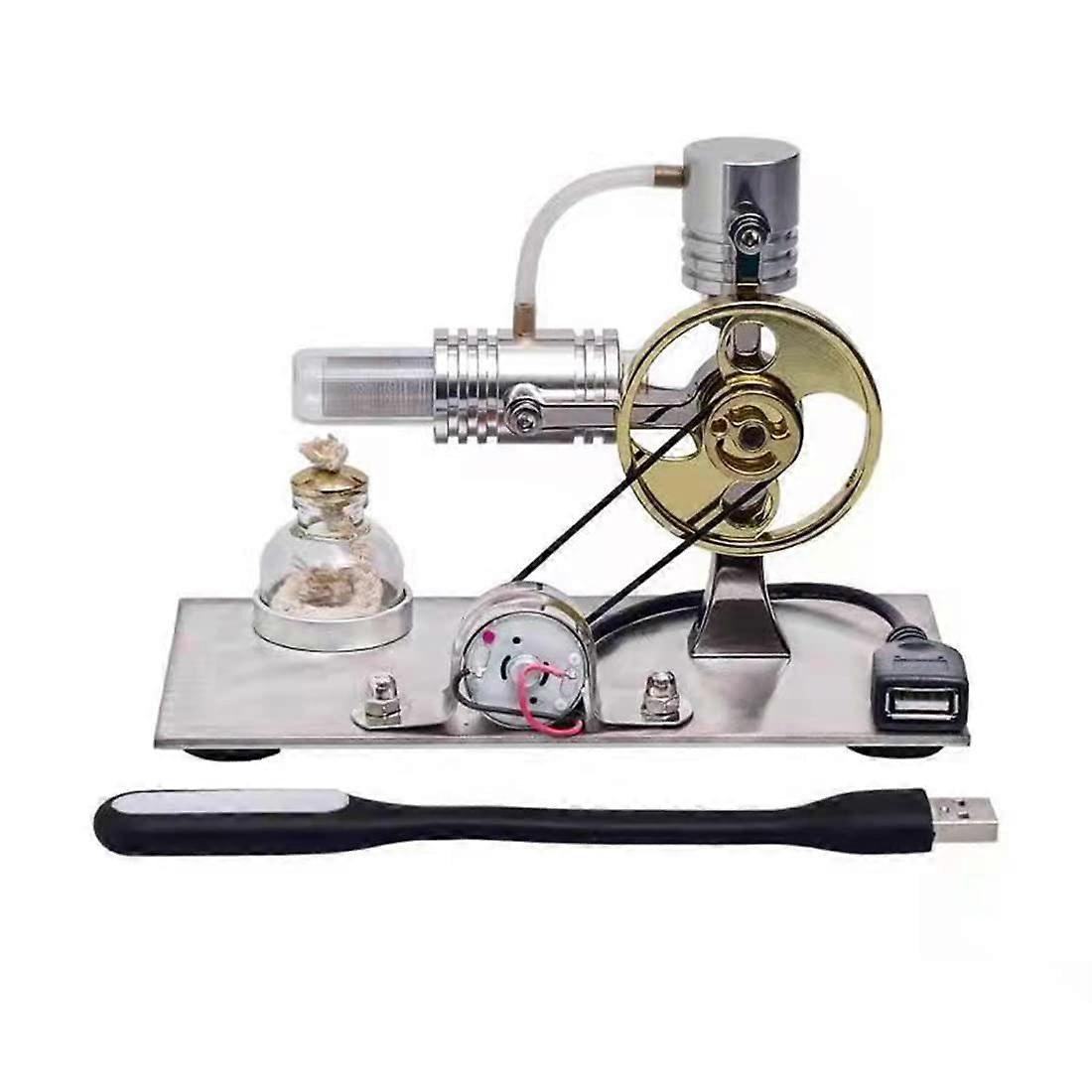 Stirling Engine Model Kit LShape Hot Air Engine with USB Power Generation and Night Light STEM Toy