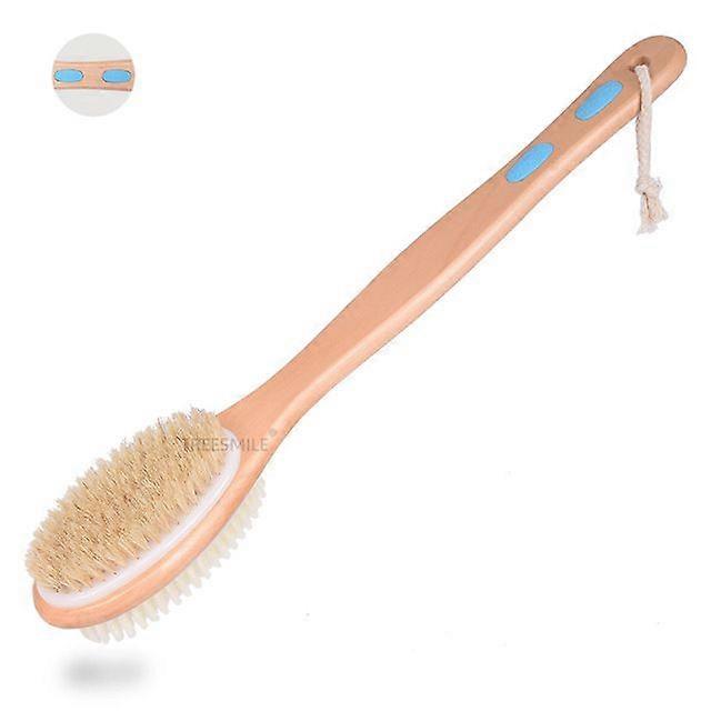 Double-sided long handle exfoliating body bath shower brush