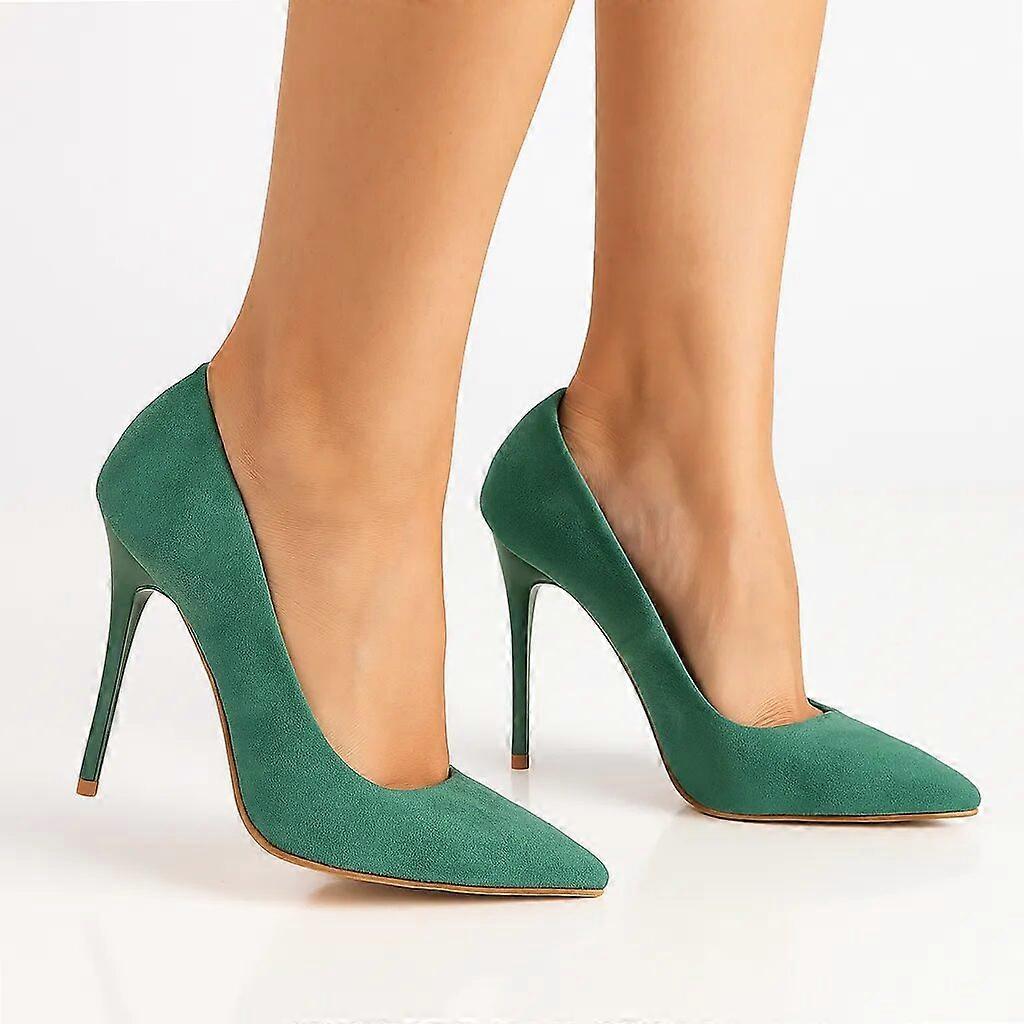 Green Suede Round Toe Stiletto Pumps MA-021