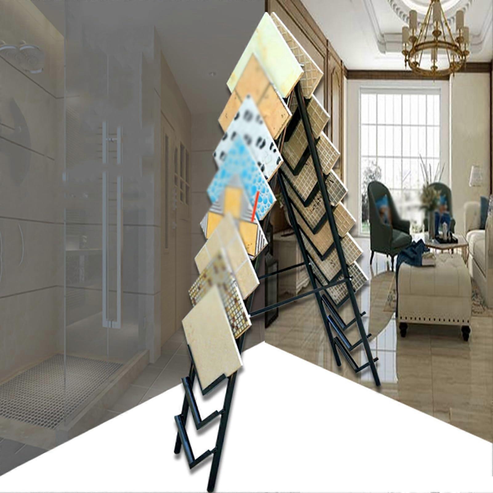 DoubleSided Tile Display Rack for 20 Samples, Durable Iron Flooring Stand with SpaceSaving Design