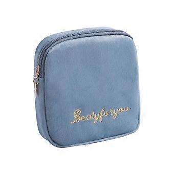 Nécessaire de viagem compacta, organizador para absorventes higiênicos, mini porta-fraldas para mulheres e meninas, azul.