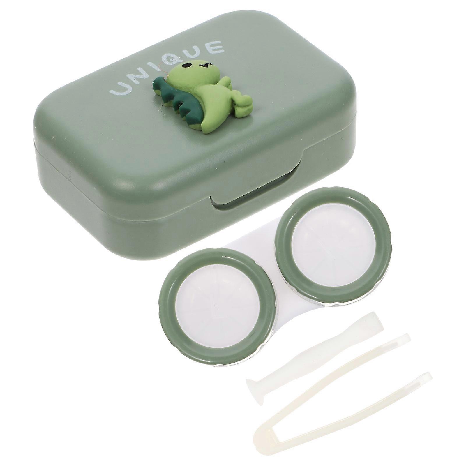 Lens Container Cartoon Deer Case for Storage Green