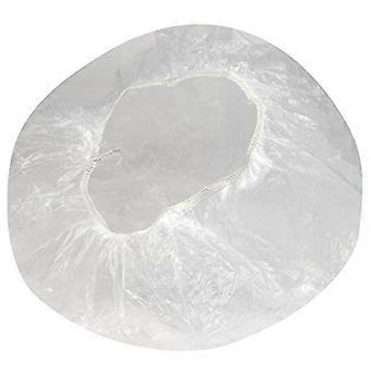 Disposable Shower Caps 50 Pack Transparent Polyethylene for Salon and Home Hair Stain Protection