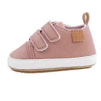 Scarpe per neonati e bambine, suola in gomma non morbida, scarpe da ginnastica alte in pelle, scarpe per i primi passi, scarpe per la culla, mocassini per neonati, scarpe basse, 12-18 mesi