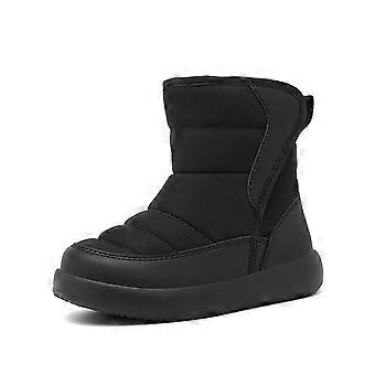 Kindersneeuwlaarzen voor jongens en meisjes, effen kleur, warme hoge sneeuwlaarzen voor peuters met elastische opening, veelzijdige winterschoenen.