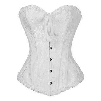DODOING Dam Satin Spets Sexig Bustier Korsett Baskisk Snörning Underkläder G-string Set S-6XL
