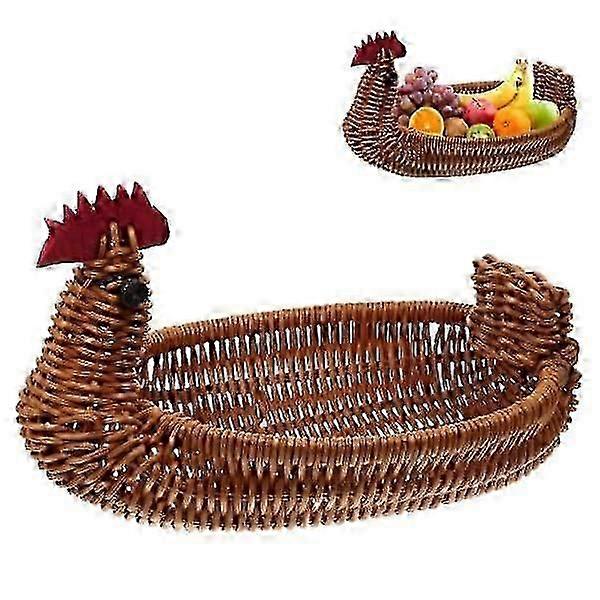 Easter Hen Rattan Basket for Fruit Vegetable Storage