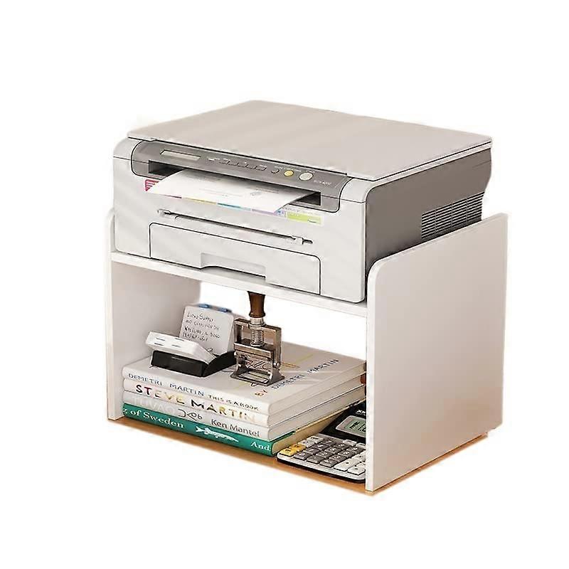Printer Stand with SpaceSaving 2Tier Storage, Desktop Printer Shelf for Home Office, Small White
