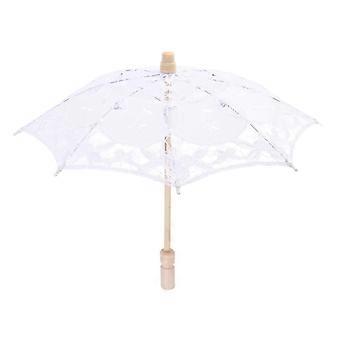 Witte kanten paraplu, compacte trouwparasol voor fotografie, theekransjes en theatervoorstellingen.