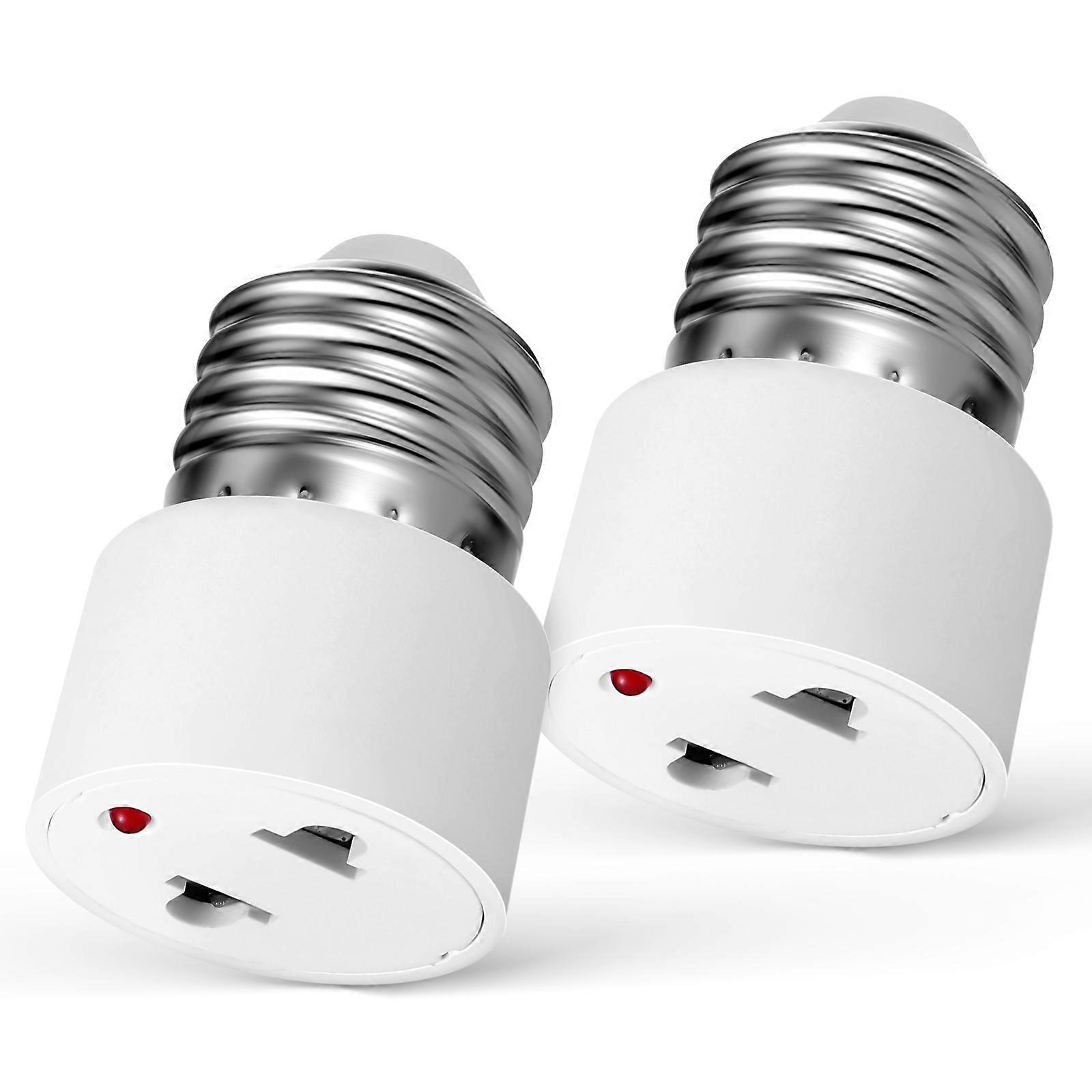 2pcs Light Socket to Plug Adapter E27 Socket to 2-prong Light Socket Outlet