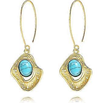 Statement Long Gold Circle Simicircle Ball Dangling Earrings for Women Lightweight Circle Disc Coin Geometric Flat Brushed 18k Gold Plated