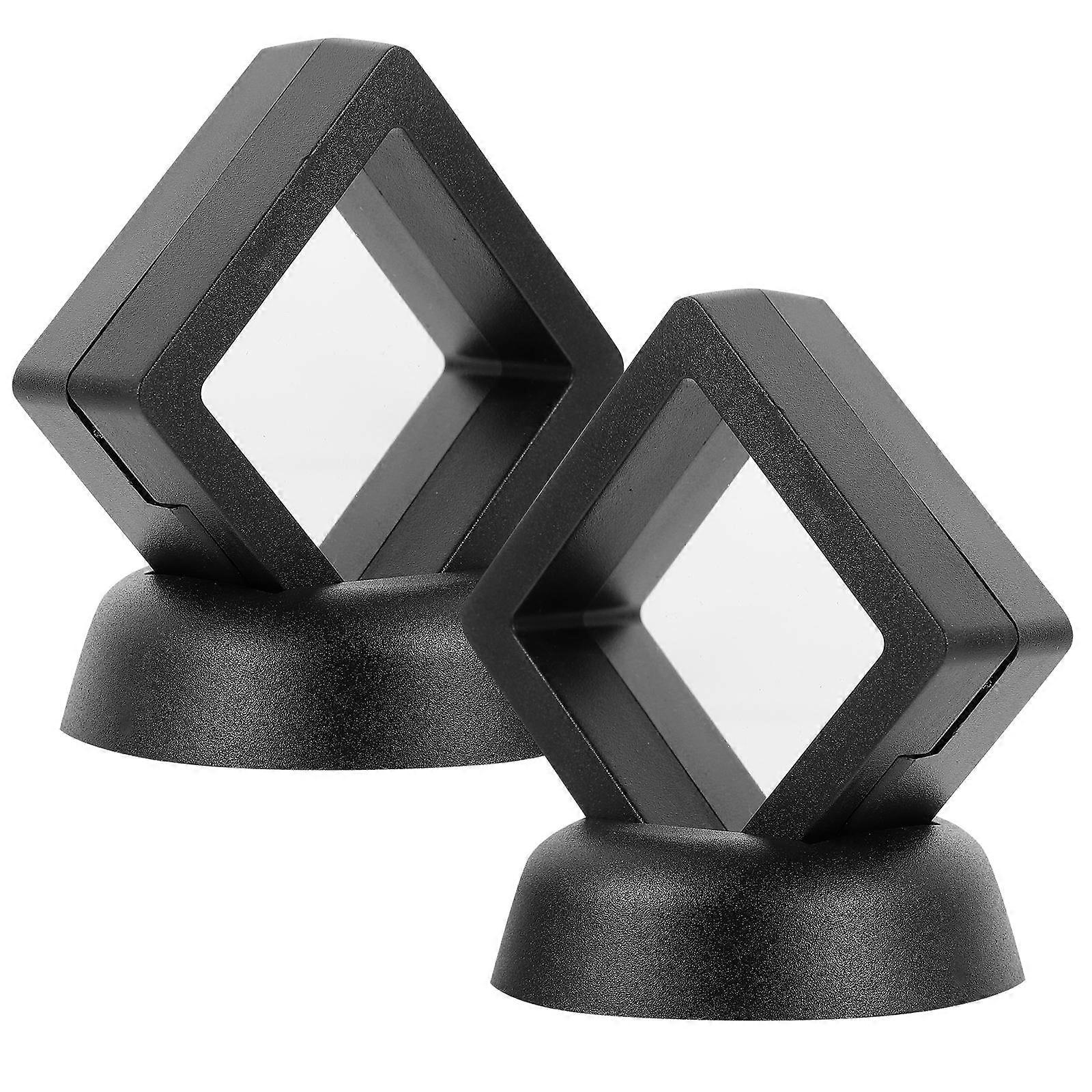 Suspension Frame Coin Display Holder Floating Case 2Pcs Black
