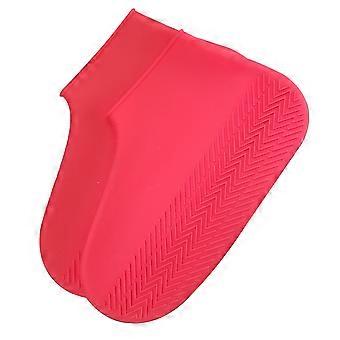 Silicone Waterproof Overshoes For Outdoor Activities Such As Camping Fishing And Cycling In Red Size L With Anti-Skid Protection 1 Pair