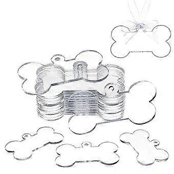 Bone Shaped Pet ID Tags, Transparent Acrylic Charms for Engraving, Christmas Ornaments & DIY Crafts