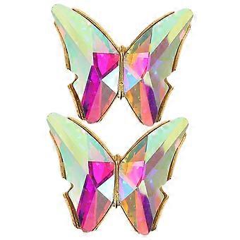 1Pair Crystal Butterfly Skoklämmor - Fjärilslappar Applique Hatt Bröllop Klänning Skor Clip Dekoration för DIY Höga Klackar Plagg Tillbehör