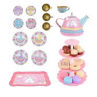 1 Set Set de té Juguete Simulación Juego de té Juguete Unicornio Hojalata Juego de té Postre Torre Juguete