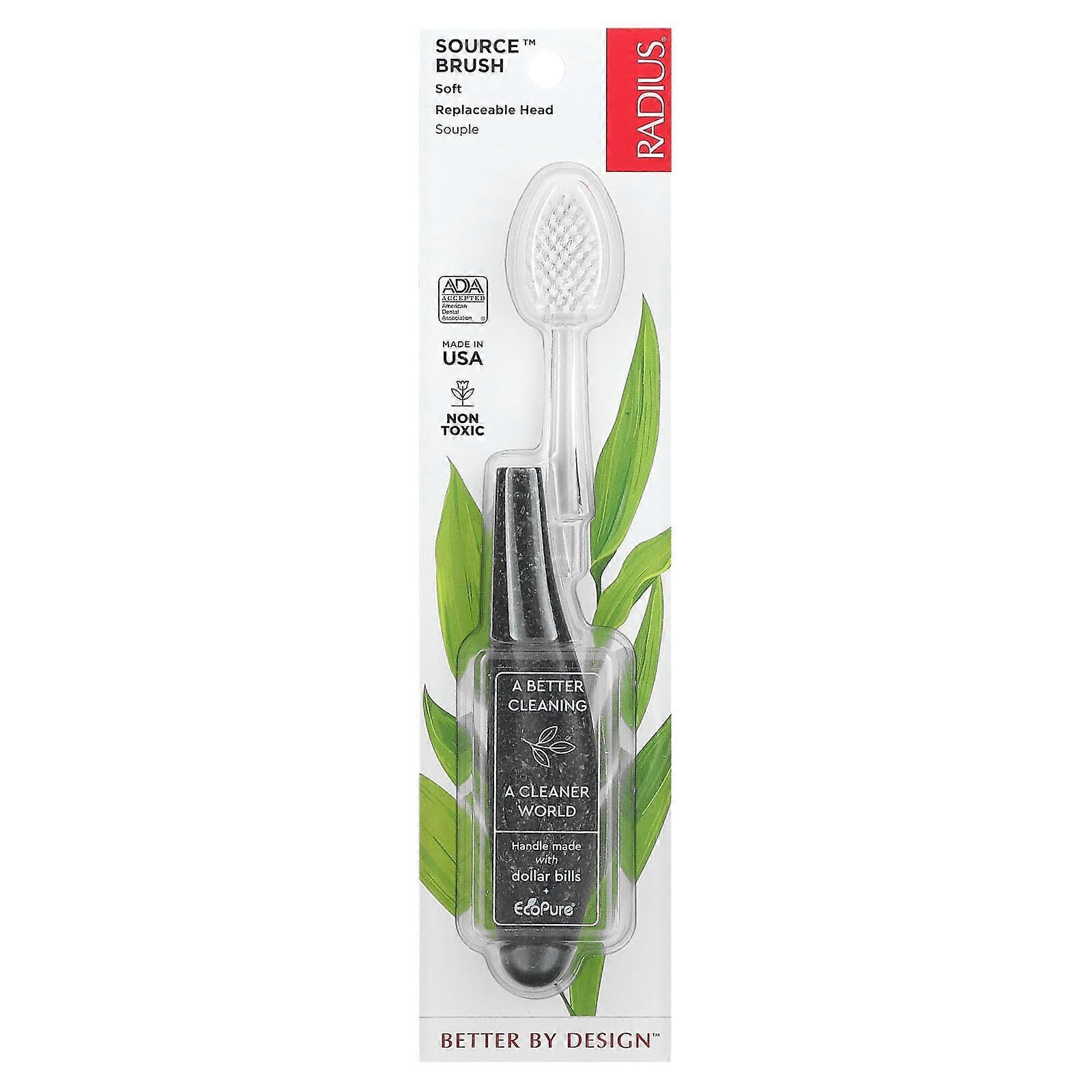 RADIUS, Source Brush, Soft, Replaceable Head, 1 Toothbrush, 3-Pack