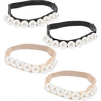 High Heel Straps Elastic Anti-loose Shoelaces for Womens Shoes Detachable Heel Bands 2 Pairs Black White and Beige