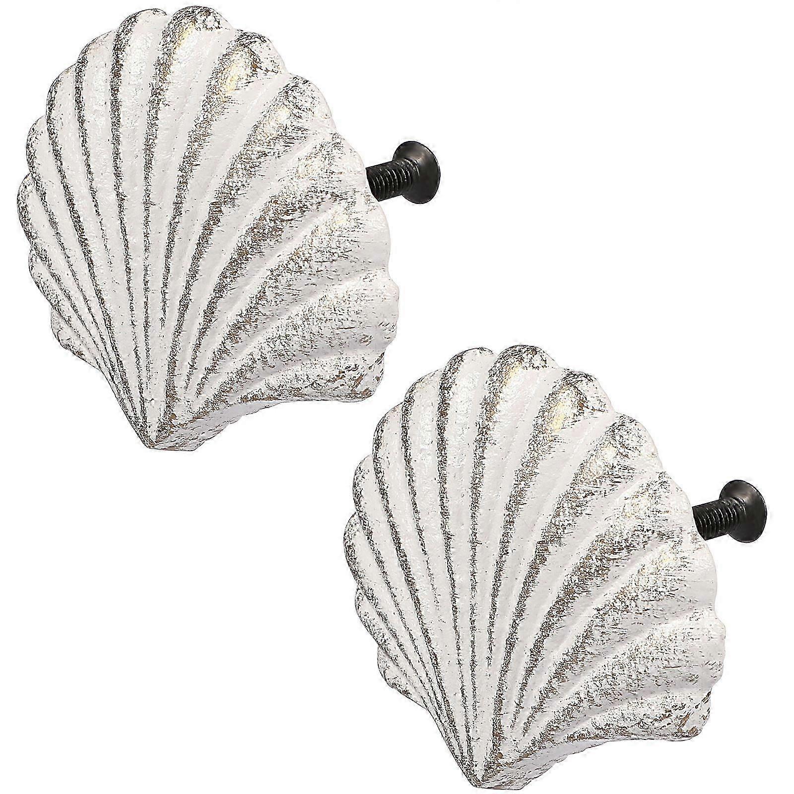 Vintage Ocean Shell Design Cast Iron Cabinet Knobs 2Pcs