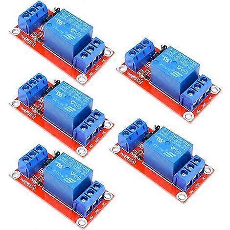 5V 1 Channel Relay Module with Optocoupler Isolation, High Low Level Trigger, 5-Pack