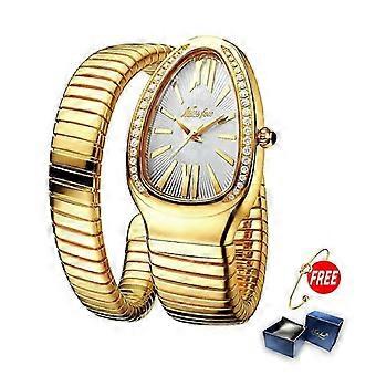 Relojes Missfox para mujer, reloj de pulsera con forma de serpiente, de acero y cuarzo, B-1221-GW-1