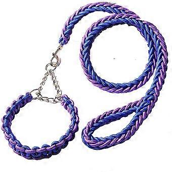 Dog Collar And Leash Set, Rope Dog Leash And Dog Training Collar For Small Medium Large Dogs-Blue-Violet