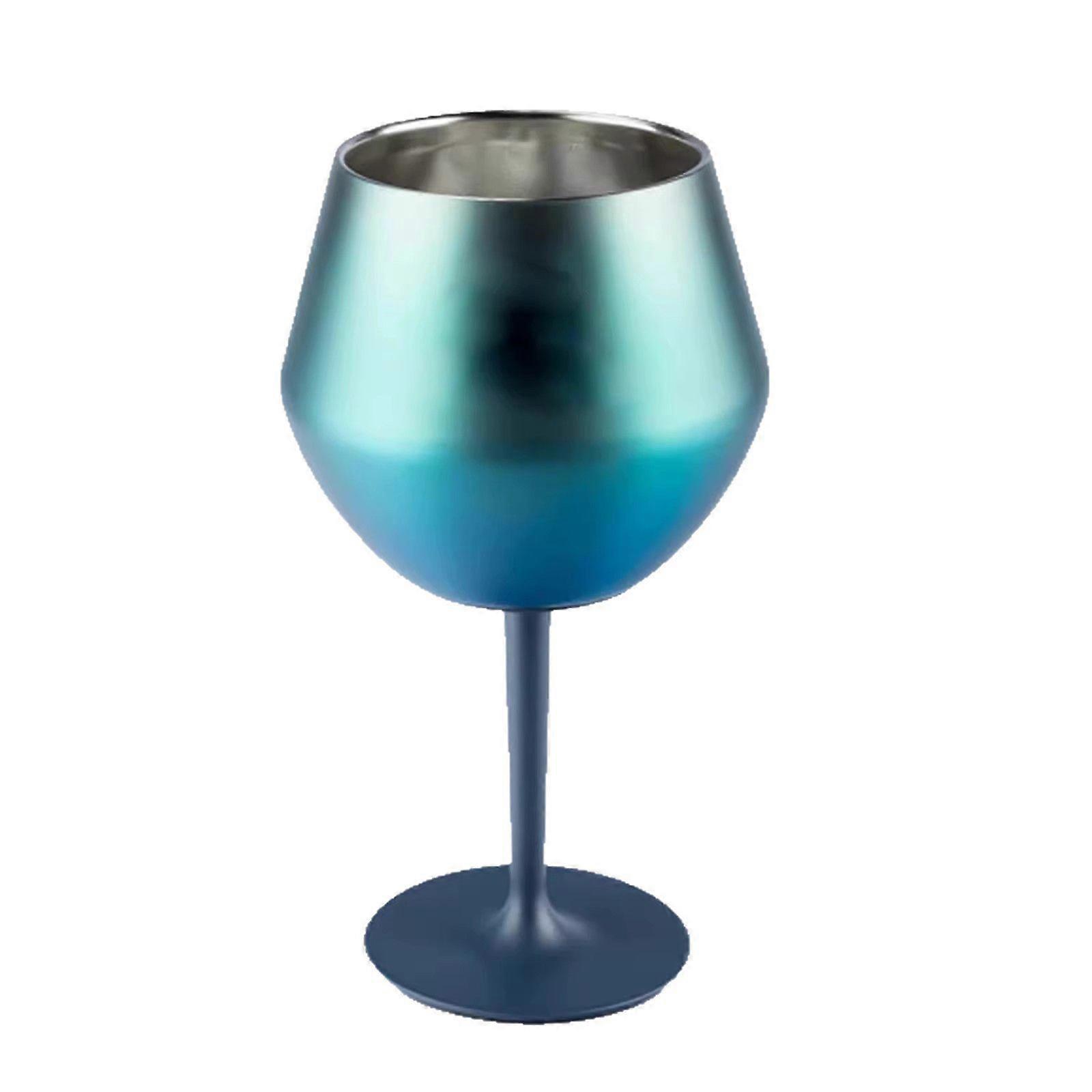 Double-Layer Stainless Steel Wine Goblet Gradient Blue Removable