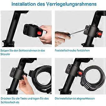 Lucchetto per bici impermeabile, lucchetto per cavo in metallo da 150 cm Lucchetto per bicicletta Lucchetto a combinazione multifunzionale a 4 cifre, con luce a LED Staffa da montagna per motociclette