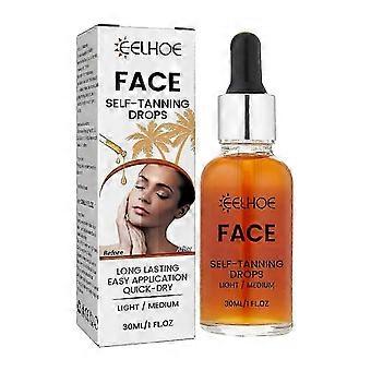 Facial Tanning Serum Natural Sunless Tanner - Moisturizing Self Tanner for Face with Beta-Glucan, Even Tan, Anti-Aging, Wheat Bronze Skin